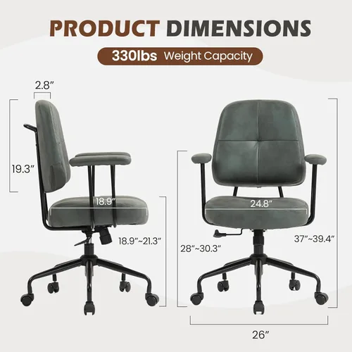 Miniatura 2 de ECOTOUGE Silla de oficina en casa, silla de escritorio tapizada con reposabrazos, silla de computadora moderna y cómoda de mediados de siglo