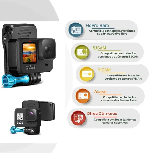 Miniatura 3 de MiPremium Correa de Clip de Montaje para Mochila para GoPro Hero 13 12 11 10 9 8 7 6 5 4 3+ Session Black Silver XIAOYI 4K SJCAM Yi Cámara de Acción