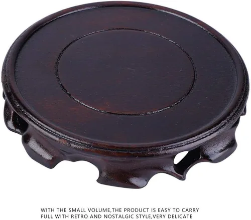 Miniatura 2 de Soporte de pedestal de madera, base de jarrón redondo vintage, soporte de madera para plantas, bonsái, acuario [M]