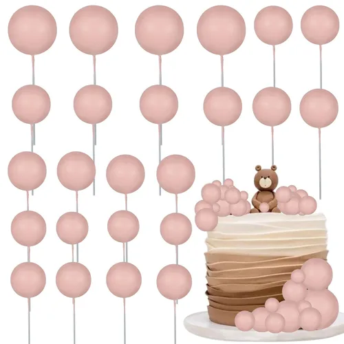 Miniatura 55 de Gyufise 30 Piezas Bolas Topper para Pastel DIY Insertables para Pastel Palillos de Bolas para Pastel Topper para Cupcakes para Fiesta de Cumpleaños