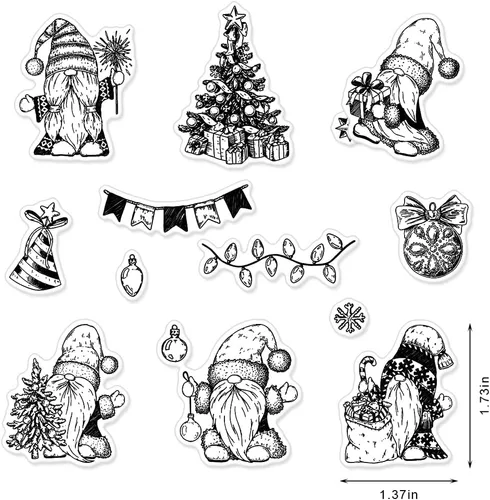 Miniatura 2 de Sello transparente para árbol de Navidad para hacer tarjetas y decoración de álbumes de fotos, sellos de goma de Papá Noel, bombilla de Navidad