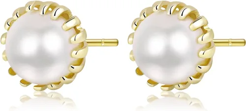 Miniatura 43 de Aretes de perlas para mujer, perlas redondas blancas, aretes de oro envueltos de alambre, joyería hecha a mano para mamá, amante y ella