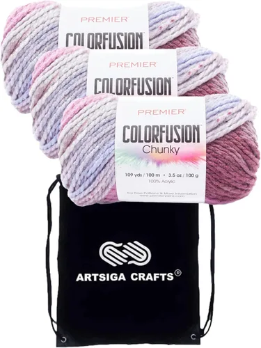 Miniatura 11 de Premier Yarns Colorfusion Chunky Autumn Sky 1174-02 - Hilo acrílico grueso y voluminoso #5 (6 madejas, el mismo lote de tinte) para ganchillo