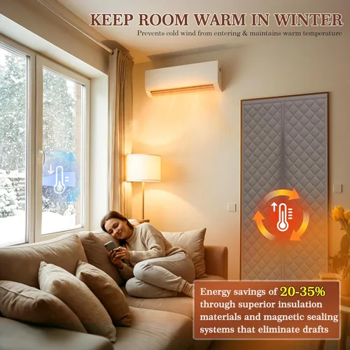 Miniatura 2 de Yotache Cortina Magnética con Aislamiento Térmico para Puertas de 60 x 80 pulgadas, Tamaño de la Cortina de 62" x 82" Material Oxford Resistente a