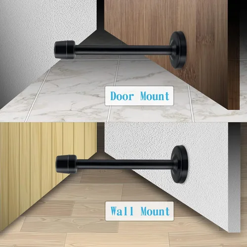 Miniatura 8 de Topes de puerta de 5 pulgadas de largo, topes de puerta de acero inoxidable resistentes para montaje en pared con punta de goma que amortigua