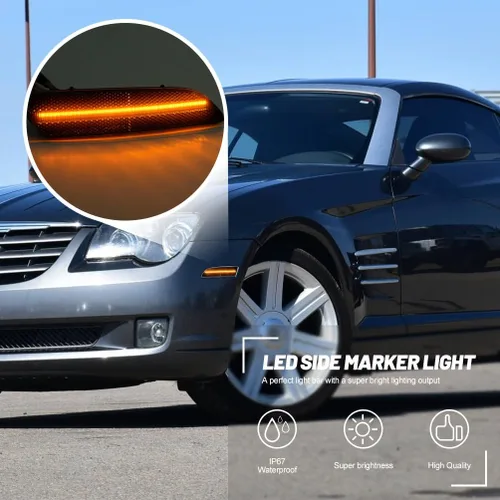 Miniatura 4 de Luces LED laterales para Chrysler Crossfire 2004 2005 2006 2007 2008 Chrysler Crossfire delanteros ámbar/traseros rojos marcadores LED Park Running