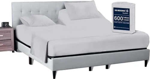 Miniatura 31 de SGI bedding Juego de sábanas King de 36 pulgadas, 100 % algodón egipcio, sábanas ajustables de 600 hilos, juego de sábanas ajustables de 4 piezas