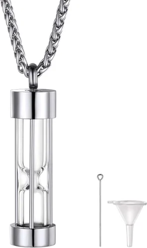 Miniatura 275 de FindChic Collares personalizados con urna para cenizas, barra vertical, gato, luna, reloj de arena, garra de perro, acero inoxidable, chapado en oro