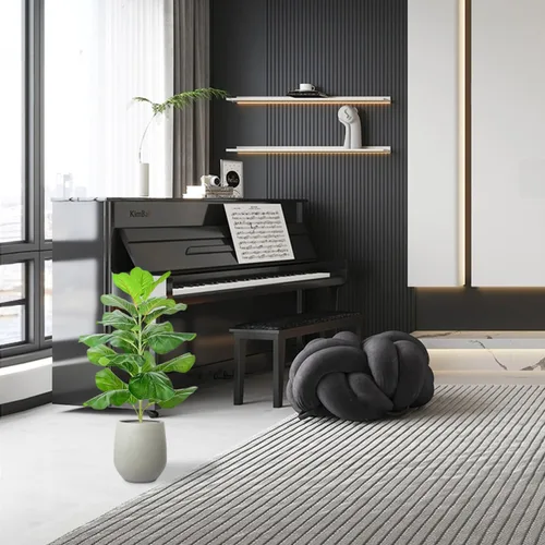 Miniatura 4 de BesameNature - Árbol de higuera artificial de hoja de violín para decoración de oficina en el hogar, 30.5 pulgadas de alto, se envía en maceta gris
