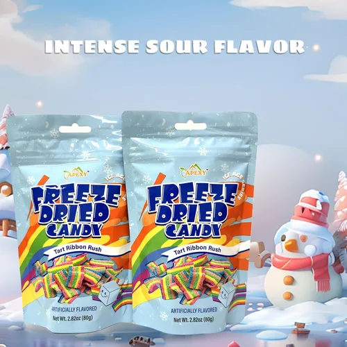 Miniatura 6 de Apexy Caramelo de cinta liofilizado Rush – Rainbow Sour Belts – Super crujiente, sabor intensificado, aperitivo de caramelo liofilizado ligero