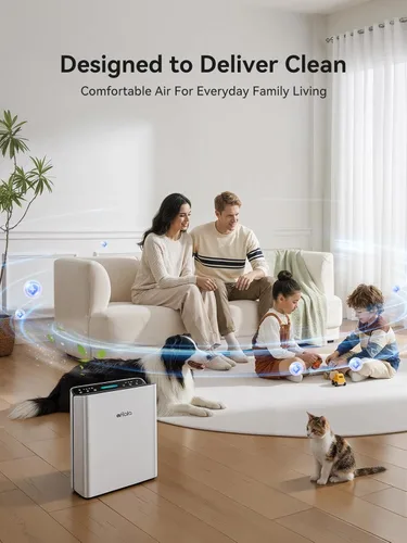 Miniatura 8 de Afloia Purificador de aire para el hogar, habitación grande, dormitorio, hasta 2000 pies cuadrados, con monitor de calidad del aire PM2.5, modo