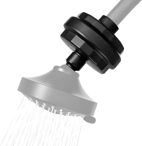 Brondell Filtro de ducha VivaSpring, negro mate compacto – Alto rendimiento, 100% filtración KDF de alta pureza, con cartucho de filtro FF-30, agua