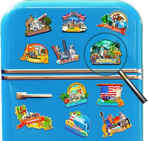 Miniatura 4 de Imán de madera para nevera de Jacksonville, Florida, Estados Unidos, 3D, monumentos de viaje, coleccionables, recuerdos, decoración hecha a mano