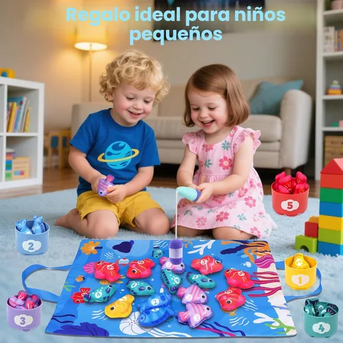 Miniatura 5 de Arovan Juguetes Montessori para niños de 1 año, juego de pesca de tela con tazas apilables, juguetes para niños de un año, regalo de primer