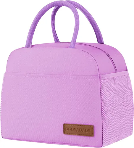 Miniatura 40 de douyadady Bolsa de almuerzo para mujeres/hombres, fiambrera mujeres/hombres (azul bebé+rayas blancas)