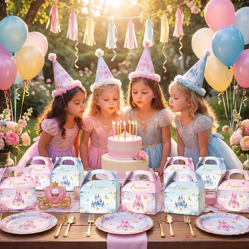 Miniatura 7 de Caja de regalo Nezyo Princesa y Príncipe - Cajas de regalo de cartón con corona rosa y azul para cumpleaños de niño o niña