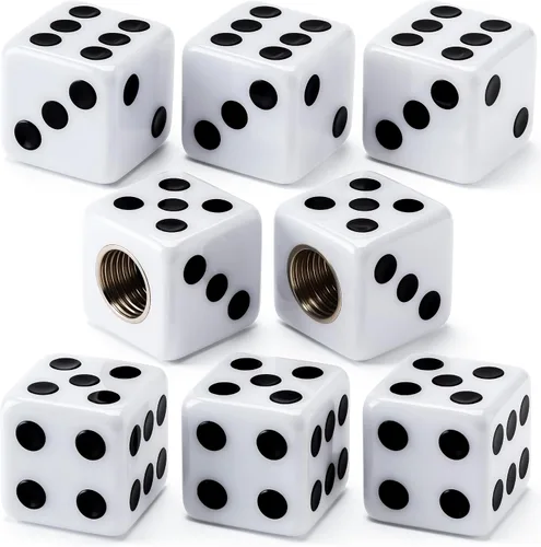 Miniatura 15 de 4 piezas tapones de válvula de neumático en forma de dados, cubiertas universales de válvula de neumático a prueba de polvo con núcleo de cobre