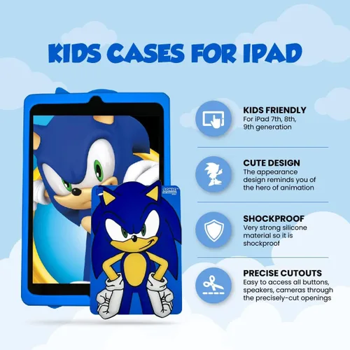Miniatura 2 de Funda Trasera de Silicona Sonic The Hedgehog Compatible con iPad de 9ª/8ª/7ª Generación (2021/2020/2019), Funda Protectora Antideslizante de Goma