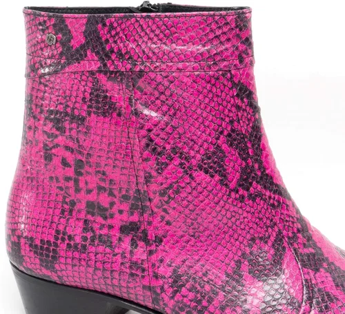 Miniatura 6 de Club Cubano EMMANUEL Botas de tacón cubano de piel con estampado de serpiente para hombre color magenta neón