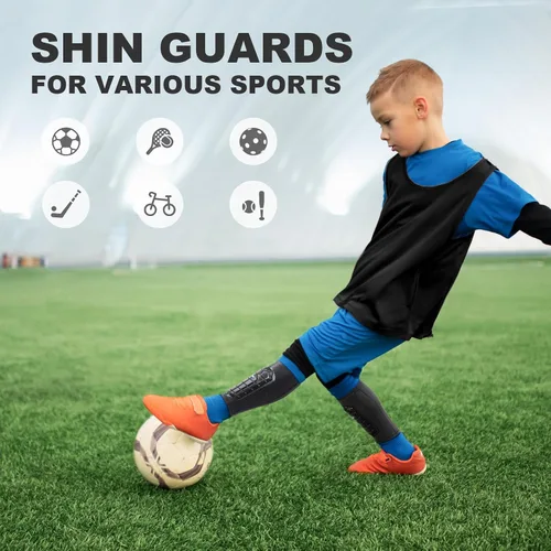 Miniatura 6 de Espinilleras de fútbol para niños y jóvenes, espinilleras de esquí para niños, niñas, adultos, hombres y mujeres, equipo de fútbol protector