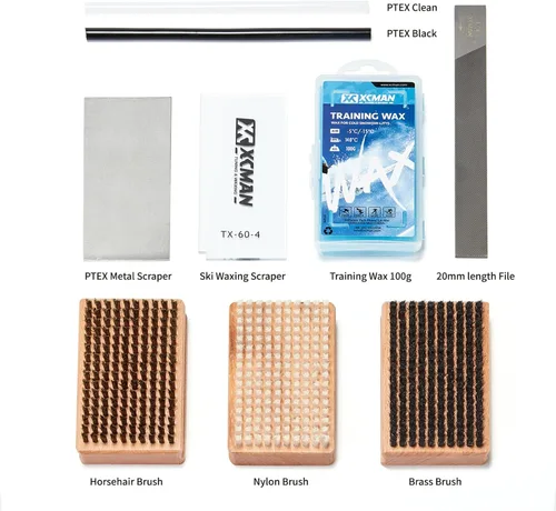 Miniatura 2 de XCMAN Kit de depilación y afinación de esquí y snowboard con caja de cepillos de cera para viajes y almacenamiento
