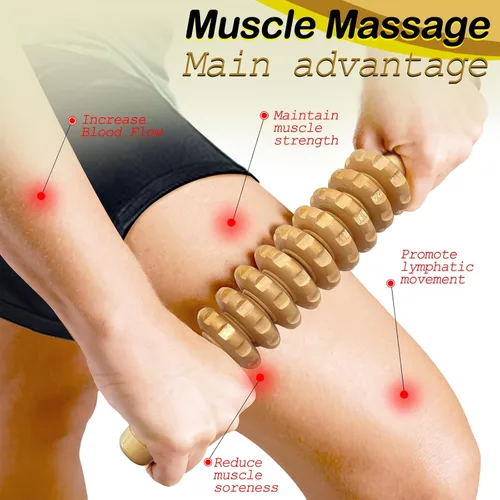 Miniatura 5 de Masajeador manual de madera con rodillo de mano, masajeador de punto de gatillo para fascia, celulitis, músculos y abdomen, masajeador de terapia