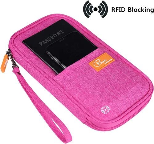 Miniatura 55 de VanFn Cartera RFID para pasaporte de viaje, soporte para pasaporte familiar, organizador de documentos de viaje serie P.Travel (nailon, gris)