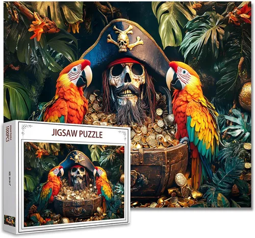 Miniatura 24 de Rompecabezas de 1000 piezas para adultos, rompecabezas de barco pirata para desafiantes juegos de actividades familiares, rompecabezas de arte