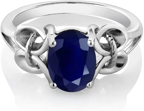 Miniatura 3 de Gem Stone King Anillo de compromiso ovalado con piedra natal para mujer, plata de ley 925, ovalado de 0.354 x 0.276 in, anillo de compromiso