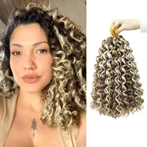 Miniatura 34 de QRHSUKA - Mechones rizados con ganchillo GoGo, cabello ondulado con ganchillo de agua para mujeres, sintético gris, trenzado bohemio, trenza de onda