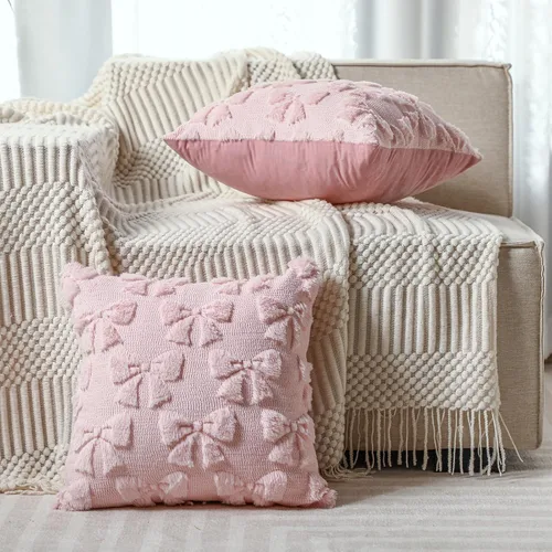 Miniatura 7 de Mixweer Juego de 2 fundas de almohada con moño, decoración de habitación coquette, lindas cosas preppy de piel sintética suave con lazo, fundas
