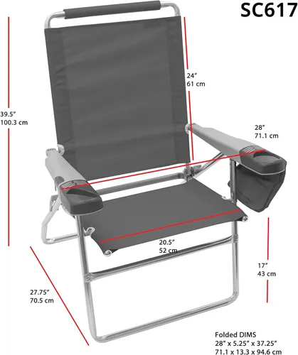 Miniatura 3 de Rio Brands Silla plegable de 4 posiciones de altura extendida de 17 pulgadas, para playa, campamento, césped, turquesa