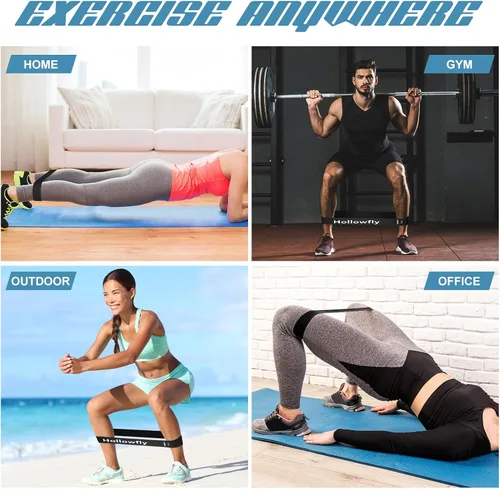 Miniatura 4 de Hollowfly 12 bandas de ejercicio de látex para entrenamiento de glúteos, bandas de ejercicio elásticas antideslizantes para piernas, sentadillas