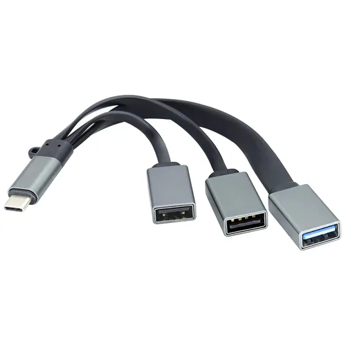 Miniatura 8 de Ángulo recto tipo C 3.0 macho a 1 USB 3.0 A hembra+2 USB 2.0 A hembra OTG Cable USB C a USB A de 90 grados de datos y carga OTG Cable divisor