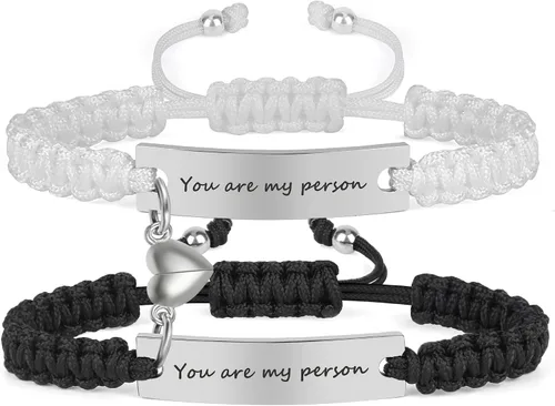 Miniatura 10 de Pulseras de pareja a juego para novio y novia, pulsera de amistad y relación para mejores amigos, pulseras ajustables de estiramiento de joyería