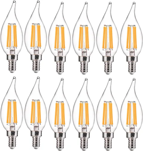 Miniatura 16 de FLSNT Bombillas LED para candelabro CA11 E12, bombillas LED regulables, equivalente a 40 W, luz blanca cálida de 2200 K, 330 lm, acabado de vidrio