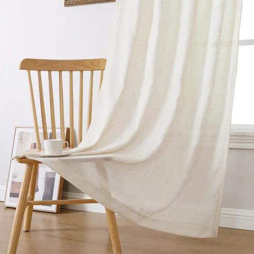 Miniatura 3 de MIUCO Cortinas de lino, 95 pulgadas de largo para dormitorio y sala de estar, filtro de luz, decoración neutra moderna, cortinas de granja, bolsillo