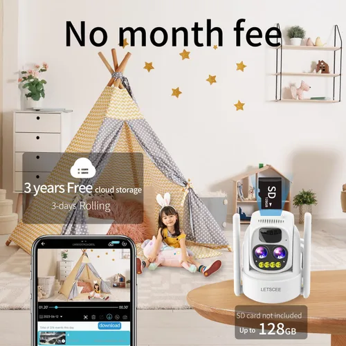 Miniatura 5 de Cámaras para seguridad en el hogar inalámbrica solar al aire libre, cámara de seguridad Alexa exterior, cámara WiFi exterior de 360 PTZ, lente dual