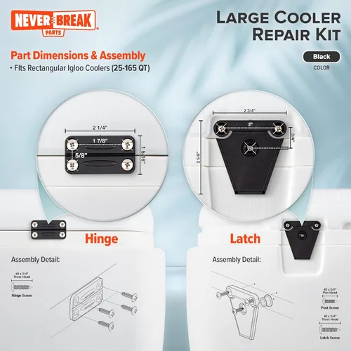 Miniatura 4 de NeverBreak Parts - Piezas de repuesto para refrigerador Igloo - Kit de reparación grande Reemplazo de bisagras de enfriador de iglú de alta Blanco