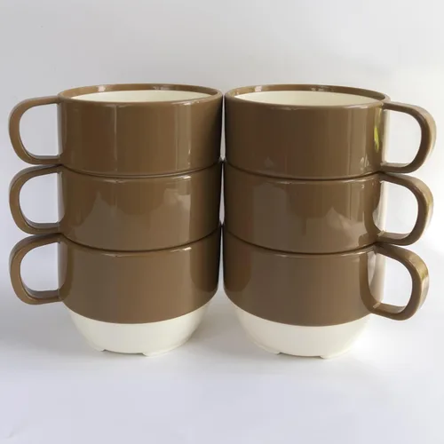 Miniatura 4 de Sicaluya Tazas de café de plástico apilables de 11 onzas con asa (paquete de 6), taza de fiesta ligera para niños y adultos y ancianos, aptas