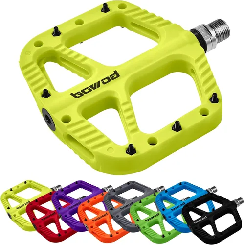 Miniatura 9 de Pedales MTB Pedales planos de bicicleta de montaña para adultos, pedal de plataforma de bicicleta compuesto de nailon ligero y ancho con pasadores