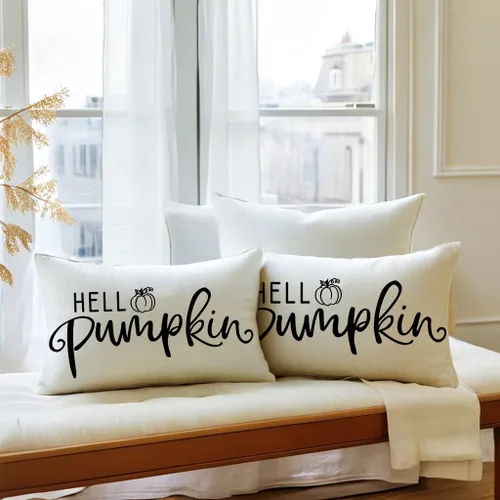Miniatura 4 de 7COLORROOM Fundas de almohada Happy Thanksgiving Cosecha de otoño (negro, 12 x 20 pulgadas)