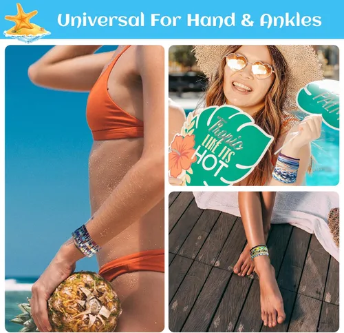 Miniatura 5 de String Boho Bracelet Ankle Adjustable Beaded Anklets,Handmade Surfer Beach Bracelets,Colorful Braided Bracelets String Rope Anklets Bracelets
