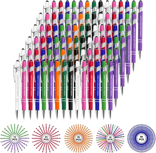 Miniatura 11 de Bolígrafos personalizados con nombre a granel, juego de bolígrafos personalizados, lápiz capacitivo grabado, logotipo, texto, regalo para negocios