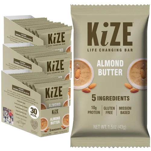 Miniatura 42 de KiZE Energy Bars - Barras energéticas de reemplazo de comidas con alto contenido de proteínas, a base de mantequilla de almendras, sin gluten, sin
