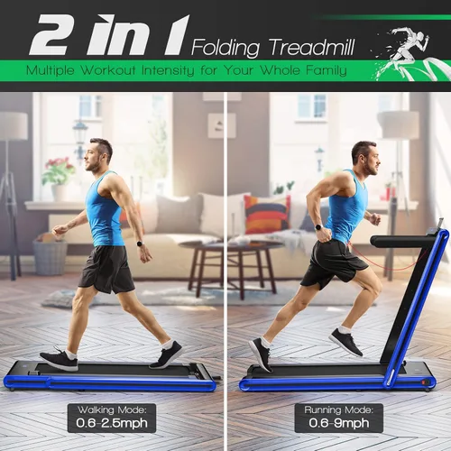 Miniatura 2 de GYMAX Caminadora 2 en 1 para debajo del escritorio, máquina de correr plegable con pantalla LED doble, aplicación y control remoto, almohadilla