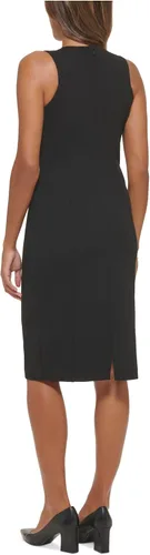 Miniatura 2 de Calvin Klein Cuello Halter Plisado Scuba Crepe Vaina