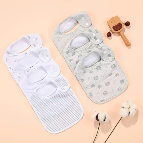Miniatura 5 de Paquete de 7 baberos de algodón absorbentes para bebés, para babeo y dentición Grisclaro