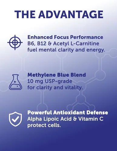 Miniatura 3 de Lunakai Cápsulas azul de metileno fabricadas en Estados Unidos de grado farmacéutico con vitamina C, B6, B12 – Suplemento diario de apoyo cerebral
