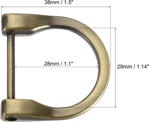 Miniatura 2 de uxcell Anillos en D de herradura en forma de U, hebilla de grillete atornillada Bronce claro